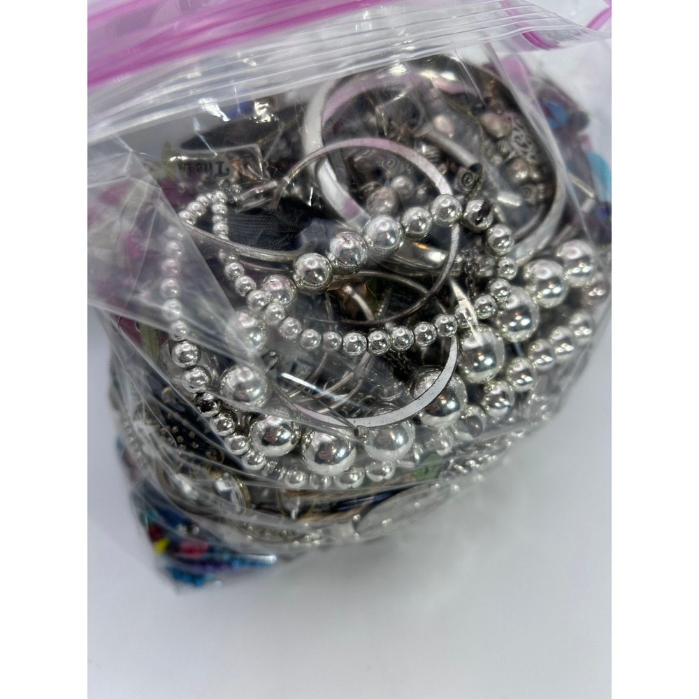 5.4+ LB Mixed Costume Jewelry Lot Mostly Silver Tone Reseller Craft Destash Bulk
